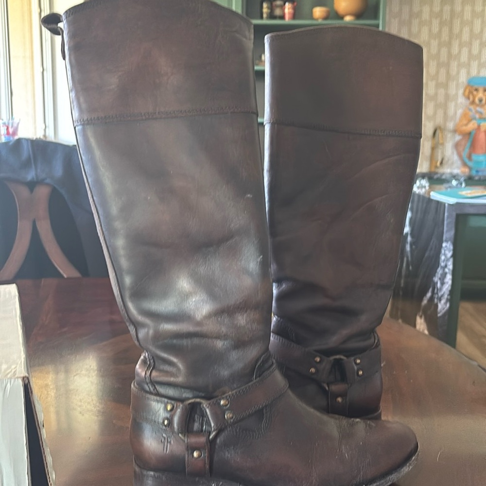 Frye Brown Tall Leather Riding Boots